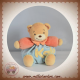 KALOO SOS DOUDOU OURS BEIGE BOULE VELOURS BLEU CLAIR ORANGE