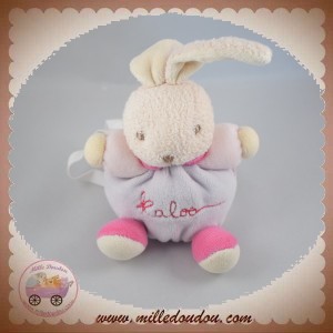 KALOO SOS DOUDOU LAPIN BOULE VIOLET ROSE FLEUR ATTACHE TETINE