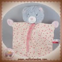 SUCRE D'ORGE SOS DOUDOU OURS GRIS PLAT TISSU FLEURS ROSE