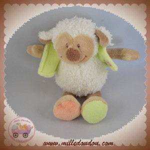 INFLUX CORA SOS DOUDOU MOUTON AGNEAU BLANC VERT 17 CM