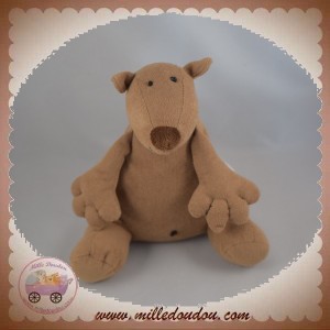 HABITAT SOS DOUDOU OURS MARRON CUIR RETOURNE