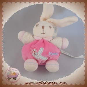 KALOO SOS DOUDOU LAPIN BOULE ROSE FLEUR ATTACHE TETINE