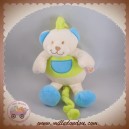 LES MATERNELLES SOS DOUDOU OURS BLANC VERT POCHE BLEU MUSICAL