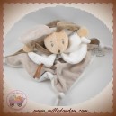 LA GRANDE RECRE SOS DOUDOU LAPIN PLAT TAUPE MARRON BLANC DOUDOU ET COMPAGNIE