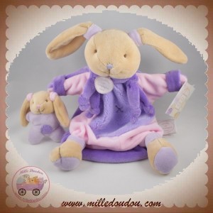 DOUDOU ET COMPAGNIE SOS LAPIN MYRTHILLE MARIONNETTE VIOLET ROSE CUEILLETTE