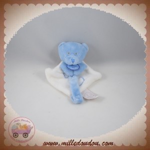 DOUDOU ET COMPAGNIE SOS OURS BLEU PLAT BLANC ATTACHE TETINE