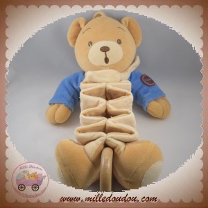 KALOO SOS DOUDOU OURS BEIGE BLEU MUSICAL