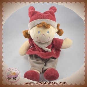 NICOTOY SOS DOUDOU POUPEE FILLE ROUGE TAUPE ETOILE