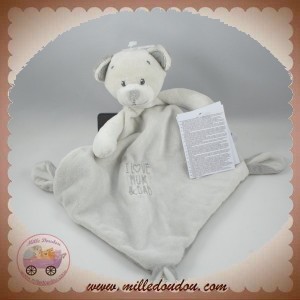 NICOTOY SOS DOUDOU OURS GRIS PLAT LOSANGE I LOVE MUM DAD