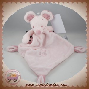 NICOTOY SOS DOUDOU SOURIS ROSE PLAT LOSANGE I LOVE MUM DAD