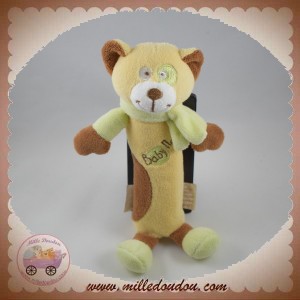 BABYNAT BABY NAT SOS DOUDOU OURS CORPS JAUNE MARRON BATON