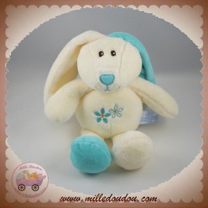 GIPSY SOS DOUDOU LAPIN ECRU FLEUR VERT HOCHET