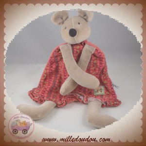 MOULIN ROTY SOS DOUDOU SOURIS GRISE PLAT ROBE ROUGE FLEURS LA GRANDE FAMILLE