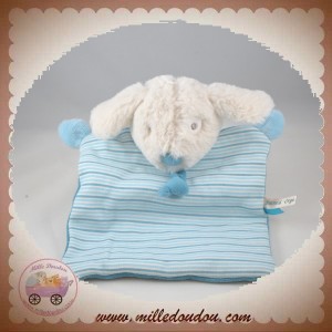 SUCRE D'ORGE SOS DOUDOU CHIEN ECRU PLAT TISSU RAYE BLEU