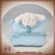 SUCRE D'ORGE SOS DOUDOU CHIEN ECRU PLAT TISSU RAYE BLEU