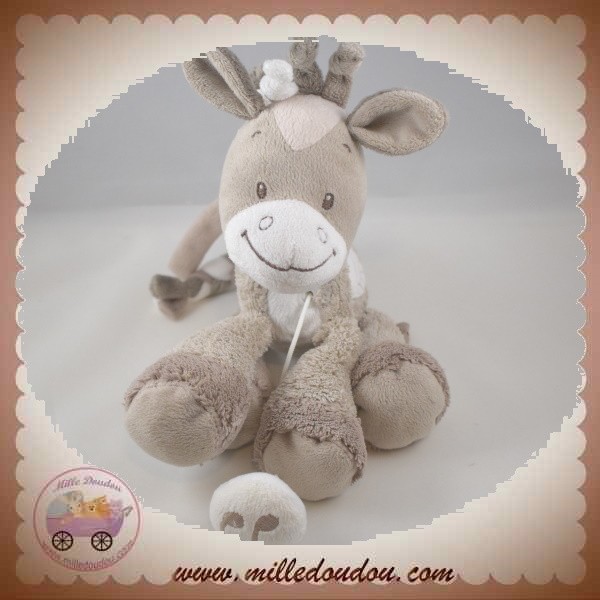 Doudou plat Ane gris - Attache tétine - Nattou - Nattou