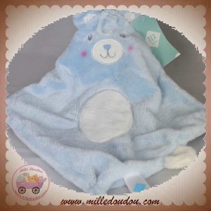 TEX SOS DOUDOU OURS PLAT BLEU ROND BLANC