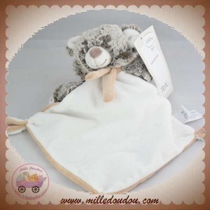 TEX SOS DOUDOU OURS POIL CHINE MARRON PLAT BLANC EMPREINTE