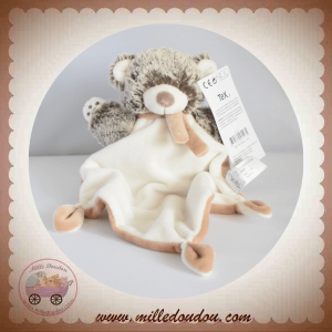 TEX SOS DOUDOU OURS POIL CHINE MARRON PLAT BLANC EMPREINTE