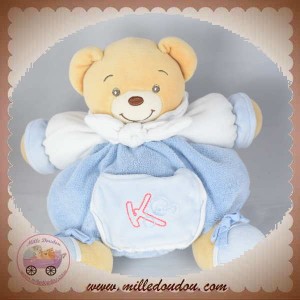 KALOO SOS DOUDOU OURS CORPS PLUME BLEU POCHE VELOURS