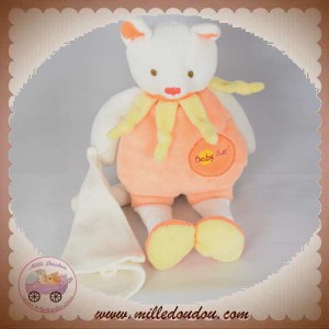 BABYNAT BABY NAT SOS DOUDOU CHAT BLANC CORPS ORANGE MOUCHOIR