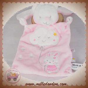 SOS CMI DOUDOU MAX & SAX OURS BLANC PLAT ROSE LAPIN NUAGE