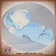 KEEL TOYS SOS DOUDOU OURS BLANC ALLONGE BLEU COUSSIN