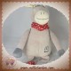 RAYNAUD LES PETITES MARIE DOUDOU ANE GRIS JAMBIERES ROUGE 46 CM