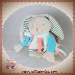 DOUDOU ET COMPAGNIE LAPIN HAPPY HOCHET BLANC BLEU