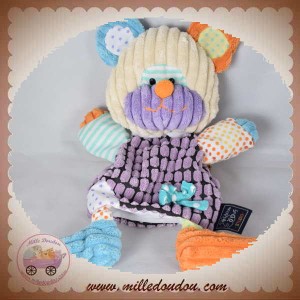 HISTOIRE D'OURS SOS DOUDOU OURS COTELE VIOLET BLANC ORANGE BRIC A BRAC