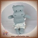 BOUT'CHOU SOS MONOPRIX DOUDOU HIPPOPOTAME BLEU LAINE TRICO SHORT JUNGLE