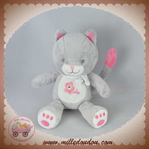 ARTHUR ET LOLA SOS DOUDOU CHAT GRIS FLEUR ROSE LOLA