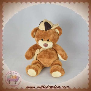 SOS DOUDOU OURS MARRON AVEC CASQUETTE BESACE