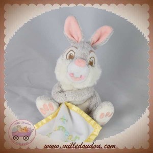 DISNEY SOS DOUDOU LAPIN PAN PAN GRIS MOUCHOIR JAUNE THUMPER POMME