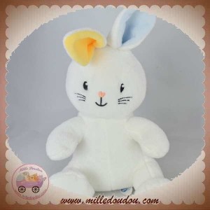 DODIE SOS DOUDOU LAPIN BLANC OREILLE BLEU JAUNE