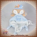 MOTS D'ENFANTS SOS DOUDOU RENARD PLAT MARRON BLEU INDIEN