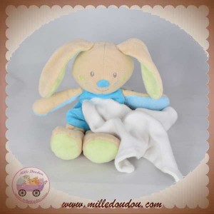 SUCRE D'ORGE SOS DOUDOU LAPIN BEIGE BLEU CAJOU MOUCHOIR