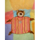 SIGIKID SOS DOUDOU OURS MARRON PLAT TISSU RAYE ORANGE ROSE