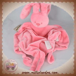 NATTOU SOS DOUDOU LAPIN PLAT LOSANGE ROSE ETIQUETTES