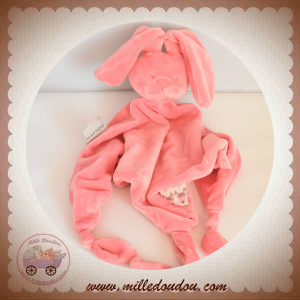 NATTOU SOS DOUDOU LAPIN PLAT LOSANGE ROSE ETIQUETTES