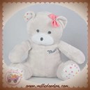 MUSTI MUSTELA SOS DOUDOU OURS PELUCHE GRIS ETOILES ROSE OR