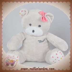 Doudou Peluche Ours Gris fleurs Musti mustela A499 - Mustela | Beebs