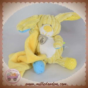 BABYNAT BABY NAT SOS DOUDOU LAPIN JAUNE COTELES MOUCHOIR BN735