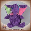 LES DEGLINGOS SOS DOUDOU ELEPHANT VIOLET MAUVE COTELE 20 CM