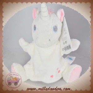 doudou licorne TEX Carrefour rose et blanc