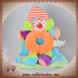 DOUDOU ET COMPAGNIE CLOWN  PLAT ORANGE BLEU ABRACADABRA LES BOUILLES