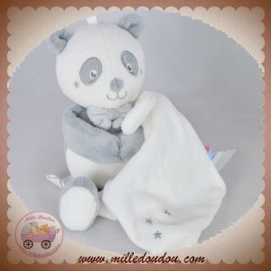 SUCRE D'ORGE SOS DOUDOU OURS PANDA BLANC GRIS MOUCHOIR