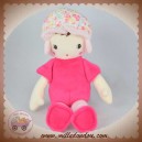 QUE DU BONHEUR SOS DOUDOU POUPEE ROSE CHAPEAU FLEURS