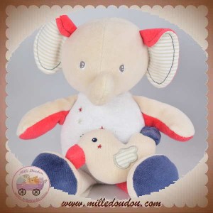 SUCRE D'ORGE SOS DOUDOU ELEPHANT BEIGE VENTRE BLANC ETOILE MUSICAL