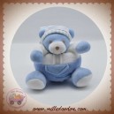 QUE DU BONHEUR SOS DOUDOU OURS BOULE BLEU BLANC